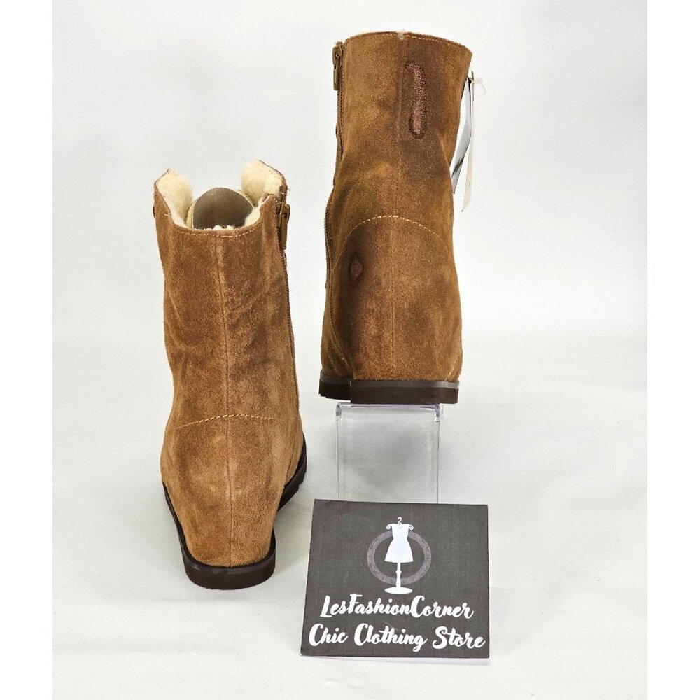 NWD Bearpaw Women's Brown Suede Bonnie Wedge Boot Zip Bootie Size 8 1809 - Picture 9 of 16